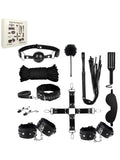 Luxe 11 Piece BDSM Bondage Set Black/Chrome