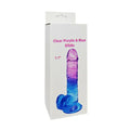 7.1 inch purple and clear dildo in retail packaging