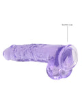 Real Rock Crystal Clear 9" Dildo with Balls Purple