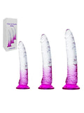 Ombre 3 Piece Dildo Kit Clear/Purple