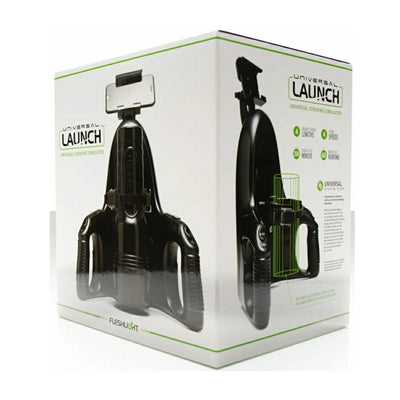 Front packaging view for Fleshlight universal launch stroking simulator