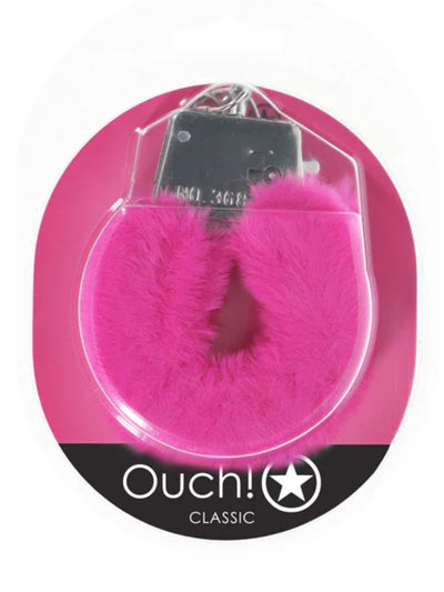 OUCH! Classic Fluffy Hand Cuffs Hot Pink