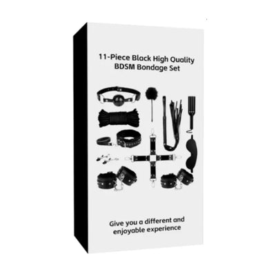 11 piece black bondage set in packaging