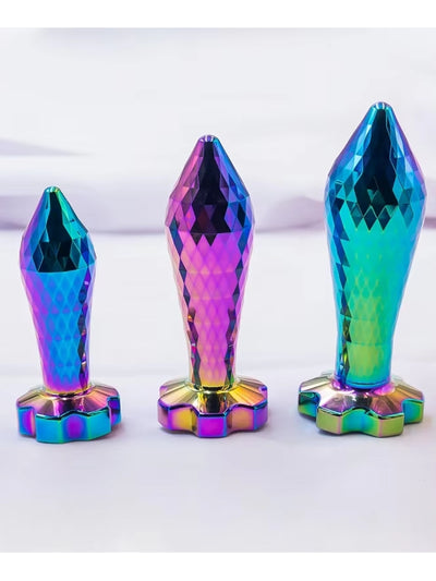 Metal Faceted Anal Plug Iridescent Medium