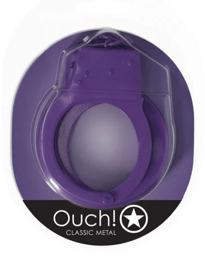 OUCH! Classic Metal Hand Cuffs Purple