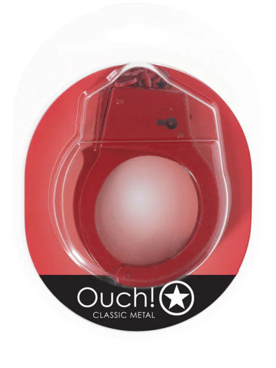 OUCH! Classic Metal Hand Cuffs Red