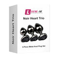3 piece metal anal plug set in retail packaging