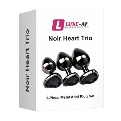 3 piece metal anal plug set in retail packaging