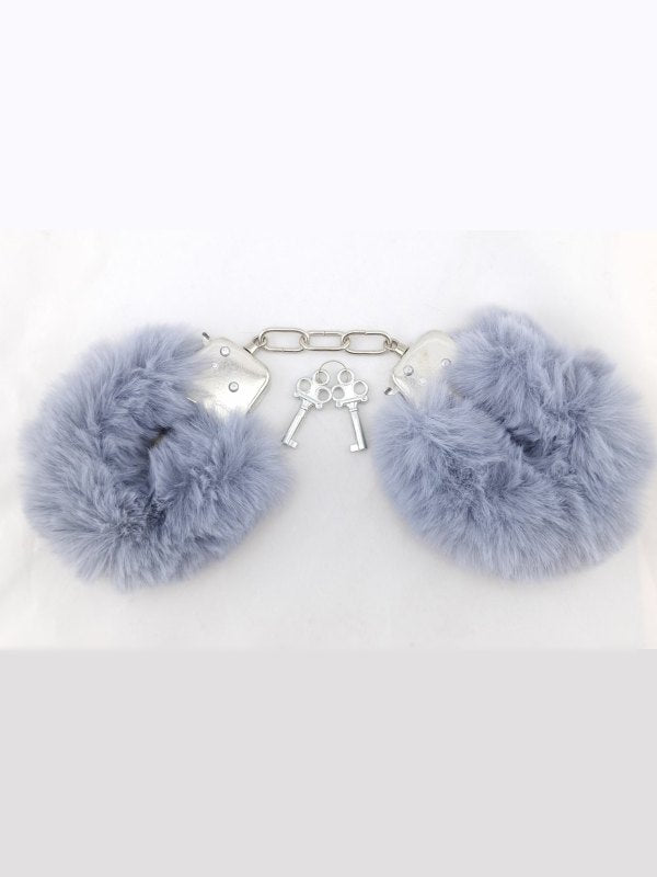 Fluffy Metal Hand Cuffs Silver Fox