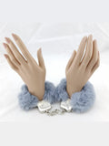 Fluffy Metal Hand Cuffs Silver Fox
