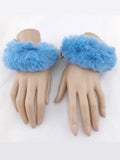 Fluffy Metal Hand Cuffs Teal
