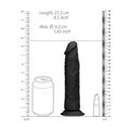size chart for real rock 8 inch black dildo