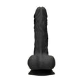 front view of real rock 9 inch black dildo