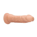 side view of real rock 9 inch flesh dildo