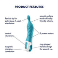 Product features graphic for Satisfyer amazing 2 teal vibrator