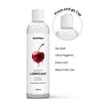 cheeky cherry lubricant bottle with press and go cap graphic and features list