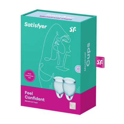 Satisfyer feel confident menstrual cups in retail packaging