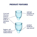 product features for satisfyer feel confident menstrual cups