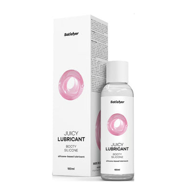 Satisfyer booty silicone lubricant 150 ml bottle and packaging side by side