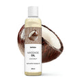 coconut massage oil bottle with coconut graphic