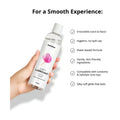 woman holding cotton candy lubricant with list of features 