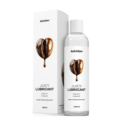 Satisfyer Crazy crave lubricant 300 ml bottle and packaging side by side