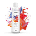 Euphoric orgasm lubricant bottle with colour splash graphic