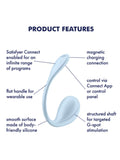 Satisfyer Smooth Petal Connect App Wearable Vibrator Light Blue