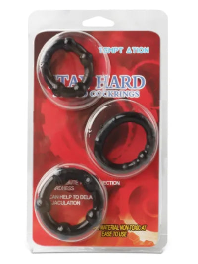 Temptation Triple Beaded Cock Ring Set