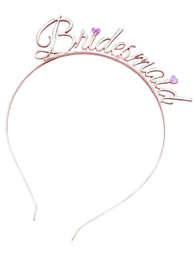 Bridesmaid gold head band with pink hearts