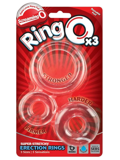 RingO x3 Cock Ring 3 Pack Clear