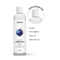 breezy berry lubricant 300 ml bottle with a press and go graphic with a features list
