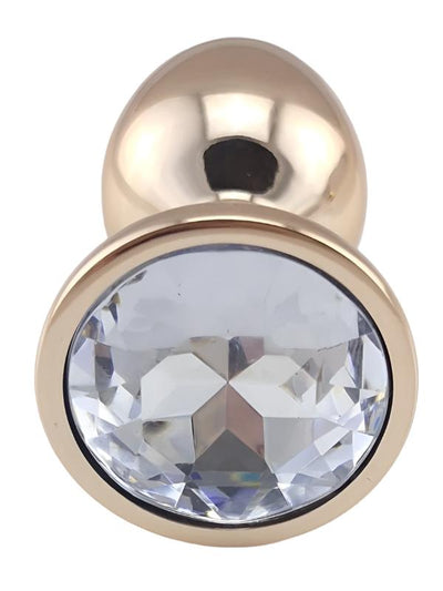 Rose gold plug clear gem