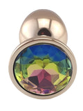 Rose gold plug rainbow gem