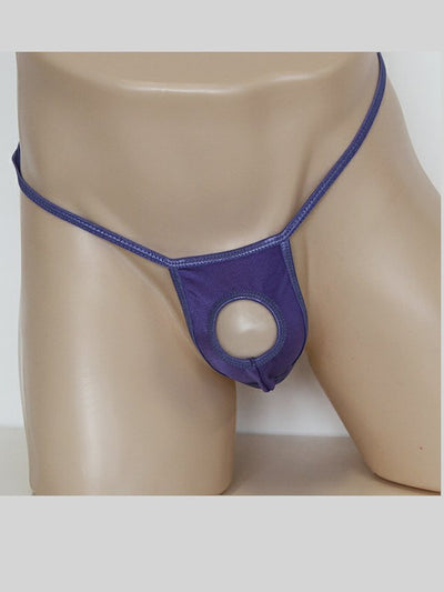 mens tiny peek a boo g string purple