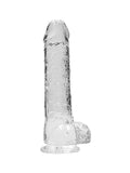 realrock 9 in crystal clear dildo has realistic balls