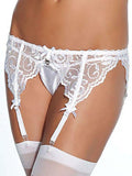 french lace garter belt white front 