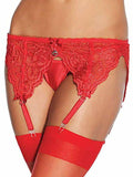 french lace garter belt red front 